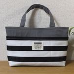 モノトーン✱ミニトート＆バッグインバッグ✱ボーダー×グレー