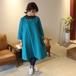 【心地よいガーゼ服】立体裁断で魅せる、ダブルガーゼお仕立てのAラインチュニックワンピース〝大人のWガーゼ・ピーコック〟