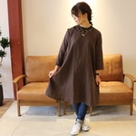 【心地よいガーゼ服】立体裁断で魅せる、ダブルガーゼお仕立てのAラインチュニックワンピース〝大人のWガーゼ・チョコレート〟