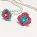 春＊刺繍のお花イヤリング