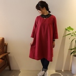 【心地よいガーゼ服】立体裁断で魅せる、ダブルガーゼお仕立てのAラインチュニックワンピース〝大人のWガーゼ・ガーネット〟