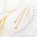 小さなキュービックジルコニアのチェーンピアス☆イヤリング☆アレルギー対応☆サージカルステンレス☆ノンホールピアス
