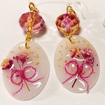 ピンクのかすみ草ピアス