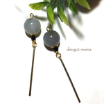 300円☆ロングステック☆グレーラウンドのピアス/イヤリング