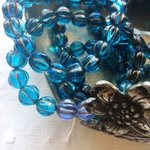 【1連20コセット】JIRI＊IVANA czech beads #チェコビーズ melon round 8㍉   marine blue /copper