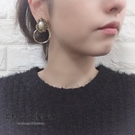アンティーク調フラワービジューピアス ゴールドピアス