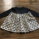 90㎝くろT×しろくろリボン柄スカート切替ワンピース
