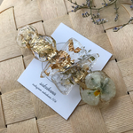 鉱石風 お花の【バレッタ】 white