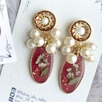 押し花ボリュームパールピアス/イヤリング