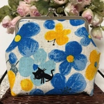 お花と猫♡がま口ポーチ