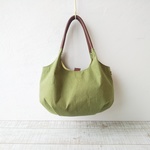 フォリッジグリーンのリトアニアリネン　バルーンバッグ