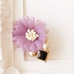▷送料無料◁チュールフラワーのポニーフック 【purple】
