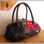 あおりがま口＊帆布＆デニムのころころ2WAYミニボストン