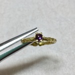 天然石アメシスト4㎜のヴィンテージ調真鍮リング