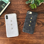 組み合わせ自由!スタースタッズiPhoneケース♪三ツ星な恋人や友達へのプレゼントとして☆スウェード調スマホケース 星♪