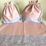 akimai97様☆さくらんぼワッペン×花柄 給食セット、お弁当袋