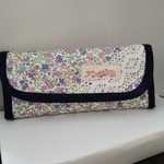 長財布(花柄、紺色のバイアス)