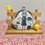 がま口ポーチ    (オシャレねこ＊ピンク)