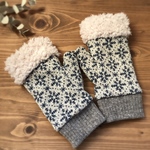 あったか♪ ハンドウォーマー ＊スノーキー＊大人用 フリーサイズ♪指なし手袋