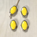 VINTAGE SILVER YELLOW OVAL BEADS 