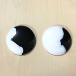 VINTAGE BLACK WHITE MARBLE CIRCLE CABOCHONS
