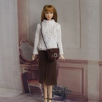 momoko ジェニー outfit.1.11 アラン模様ニットと前スリットタイトスカート（カーキブラウン）