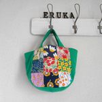花＊花＊花　北欧風四角パッチまるんバッグS♪　緑　