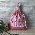 再販☆【受注製作】体操着袋（ストライプリボン）ピンク