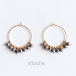 グレー✳︎淡水パールのフープピアス