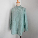 綿麻ストライプ　ロングシャツ　green