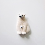 シロクマの親子ブローチ