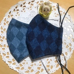 301 302 デニムアーガイル こだわりの立体Wガーゼマスク marikoro