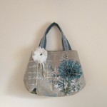 【sale】フレンチリネンのレース柄バッグ＊ブルー
