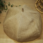 完成品sale★　#0３ 大人sizeベレー帽(ヘリンボーンリネン×ダブルガーゼ) 色:キャメル　６０センチ