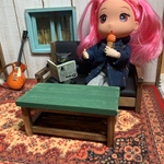 アンティークベンチ ブラック&ローテーブル