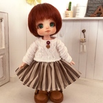  オビツ11用  ニット×ストライプワンピース