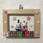 樹脂粘土 フレームに入ったうさぎ雛