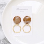 ドイツ製カボションとマットゴールドリング ♡ ピアス/イヤリング