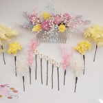 髪飾り～パステルカラーが優しいドライフラワーコーム&ピン飾り
