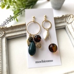green♡アシンメトリー♡ゆらゆらピアス/イヤリング