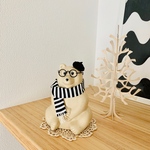 【再販】しろくま貯金箱  手作りマフラー単品  ストライプ&ブラック