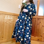 ガーベラのロング丈ギャザーワンピース