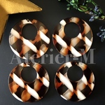 A707  Brown White marbleチャーム 中穴(4個)