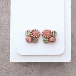 block (coral×green)ビーズ刺繍ピアス・イヤリング　