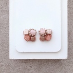 block (pink beige)ビーズ刺繍ピアス・イヤリング　