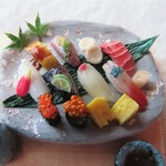 ミニチュアフード　寿司10貫＋玉子焼き　J　