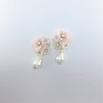 桜のブーケピアス♡雫コットンパール