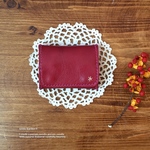 お花刺繍の手のひらコインケース♪(ダークレッド)