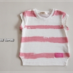 sale!!【90】小袖Tシャツ*ペイントボーダー*ピンク*