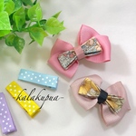 送料無料【ベビー＆キッズ】花柄ファブリックのオシャレリボンヘアクリップ
